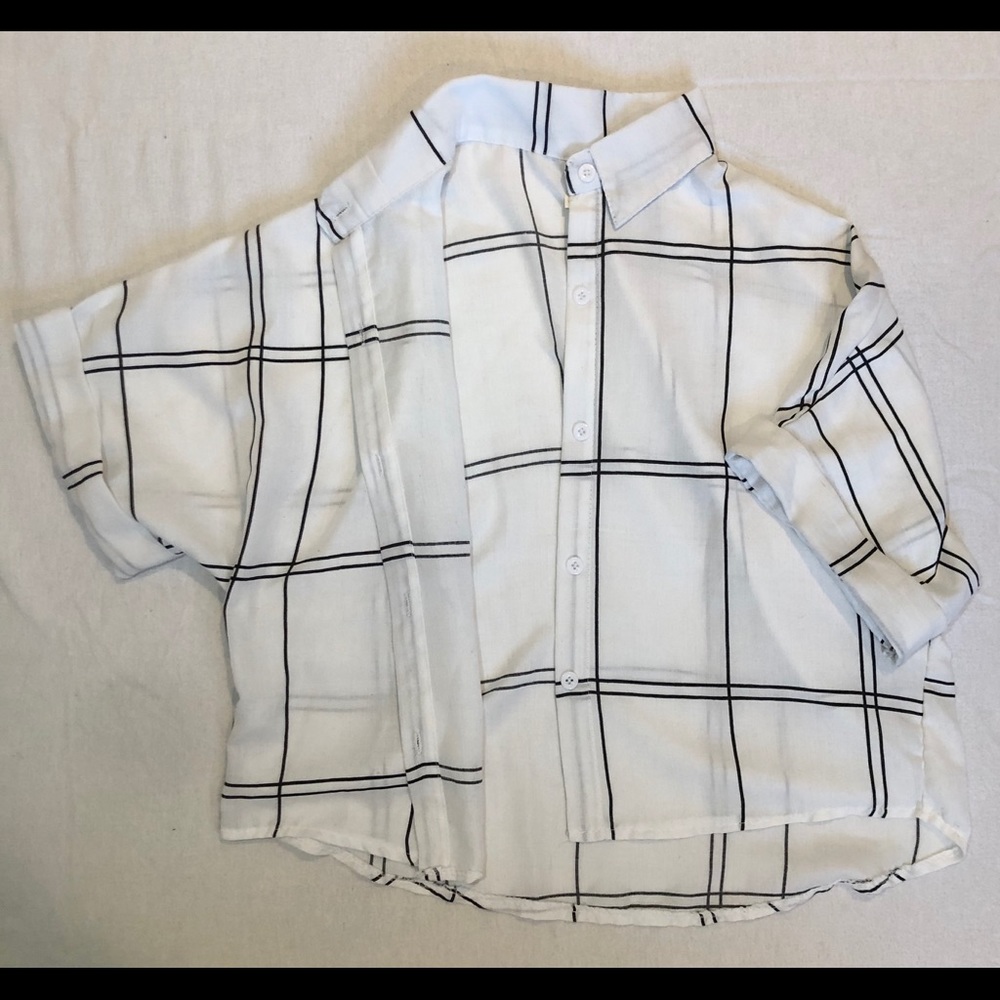 Cropped White Button-Up